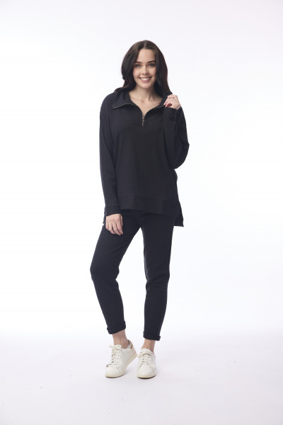 Terry Knit Sweat Shirt Zip Collar