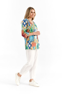 Tina V neck Pleated Top 3/4 Sleeve