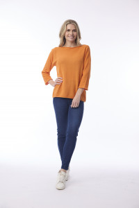 Knit Top Boat Neck 3/4 Slv