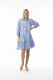 Aksharay Blue Dress Collar Puff Sleeve
