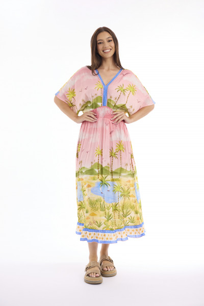 Keyla Dress Maxi Shirred Waist