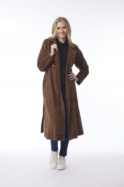 Cord Solid Trench Coat
