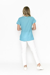 Kayla Solid Cotton Blouse Short Sleeve