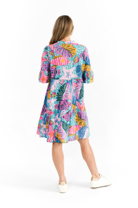 Maya Button V Neck Layer Dress