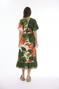 Camila Dress Midi Shirred Waist