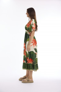 Camila Dress Midi Shirred Waist