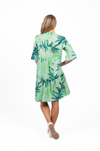 Maya Button V Neck Layer Dress