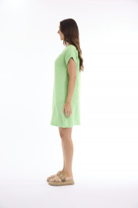 Linen Solid Dress Shift Cap Sleeve