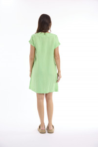 Linen Solid Dress Shift Cap Sleeve