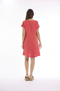 Linen Solid Dress Shift Cap Sleeve