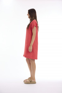 Linen Solid Dress Shift Cap Sleeve