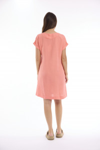 Linen Solid Dress Shift Cap Sleeve