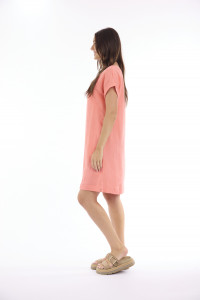 Linen Solid Dress Shift Cap Sleeve