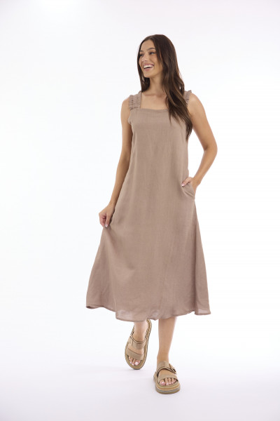Linen Solid Dress Strappy