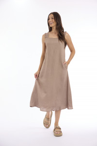Linen Solid Dress Strappy