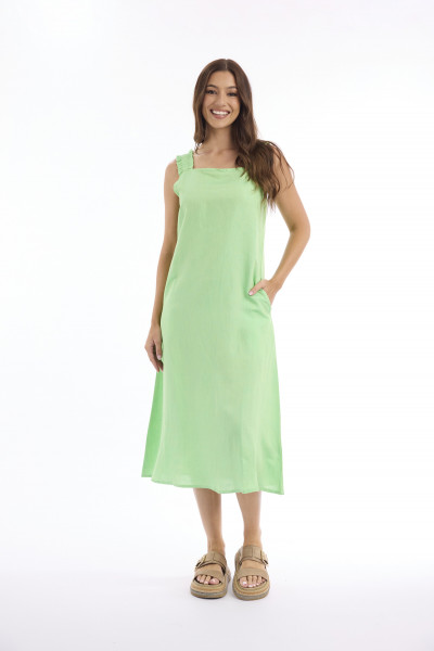 Linen Solid Dress Strappy