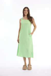 Linen Solid Dress Strappy