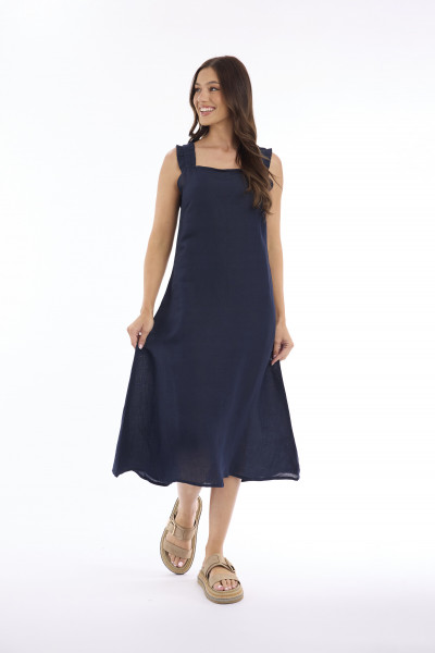 Linen Solid Dress Strappy