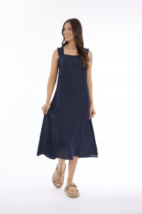 Linen Solid Dress Strappy