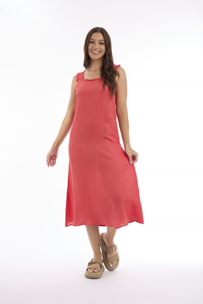 Linen Solid Dress Strappy