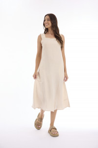 Linen Solid Dress Strappy