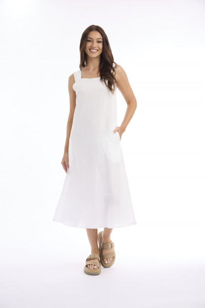 Linen Solid Dress Strappy