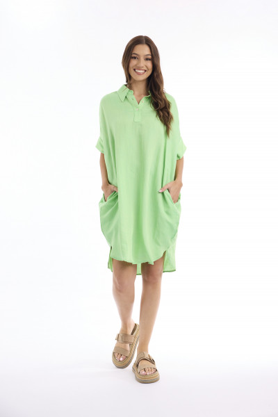 Linen Solid Dress Boxy