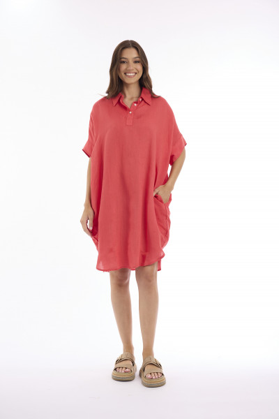 Linen Solid Dress Boxy