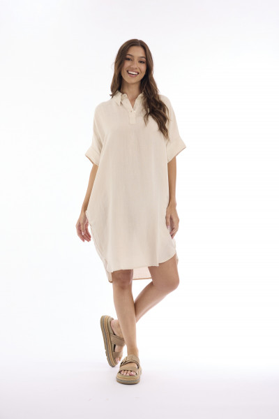 Linen Solid Dress Boxy