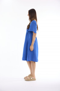 Linen Solid Dress Square Neckline