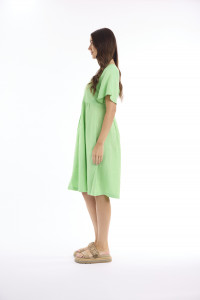 Linen Solid Dress Square Neckline