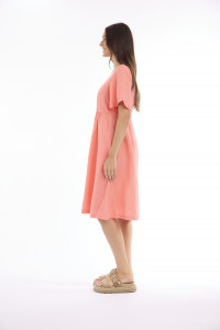 Linen Solid Dress Square Neckline