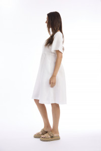 Linen Solid Dress Square Neckline