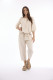Linen Solid Top Gather Neck 3/4 Sleeve