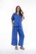 Linen Solid Top Chinese Collar Wide Sleeve