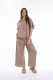 Linen Solid Top Chinese Collar Wide Sleeve