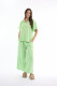 Linen Solid Top Chinese Collar Wide Sleeve