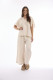 Linen Solid Top Chinese Collar Wide Sleeve
