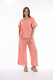 Linen Solid Top Chinese Collar Wide Sleeve