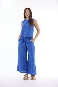 Linen Solid Pant Wide Leg