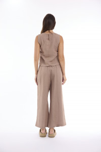 Linen Solid Pant Wide Leg
