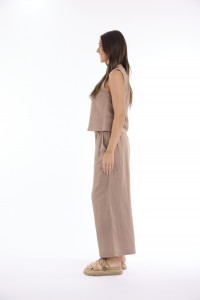 Linen Solid Pant Wide Leg