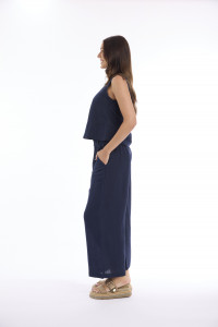Linen Solid Pant Wide Leg