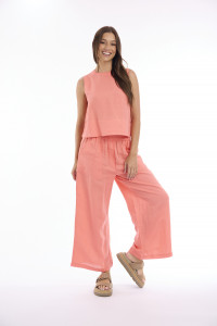 Linen Solid Pant Wide Leg