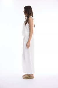 Linen Solid Pant Wide Leg