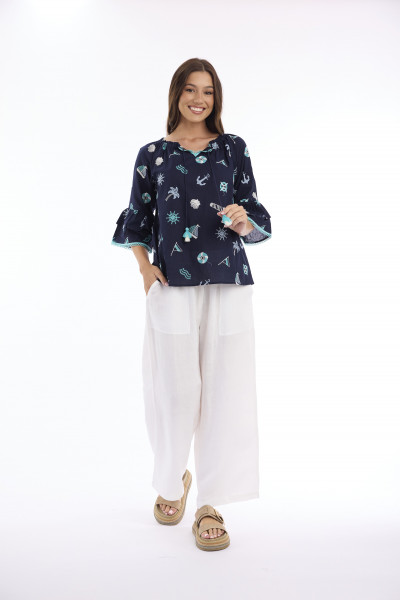 Marine Top Frill Sleeve