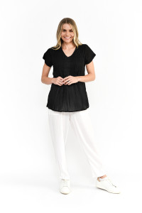 Kayla Solid Cotton Blouse Short Sleeve