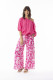 Linen Print Pink Pant