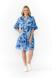 Maya Button V Neck Layer Dress