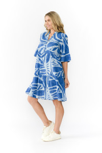 Maya Button V Neck Layer Dress